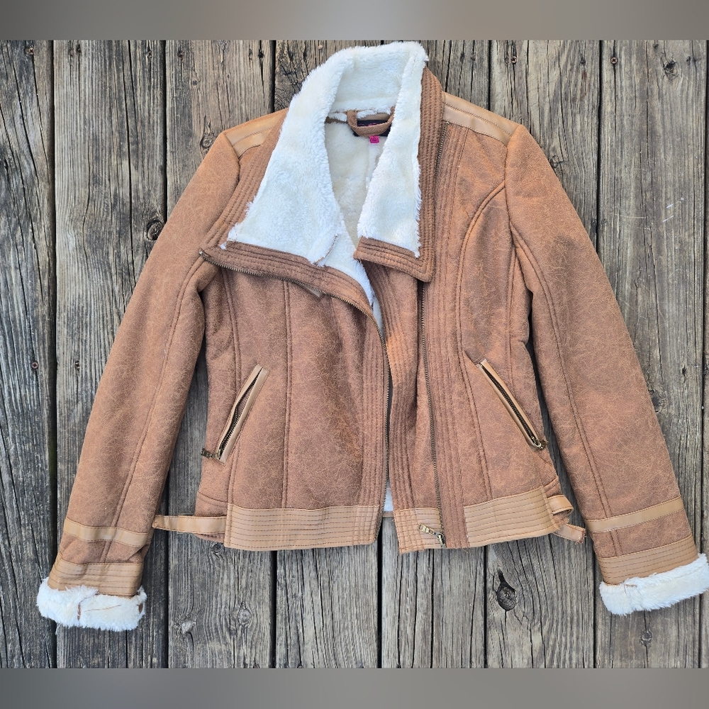 Y2K Vintage-Vibe Sherpa Aviator Jacket Sz XS/S